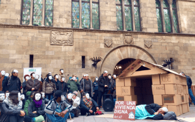 Acción en Lleida para reivindicar una vivienda digna